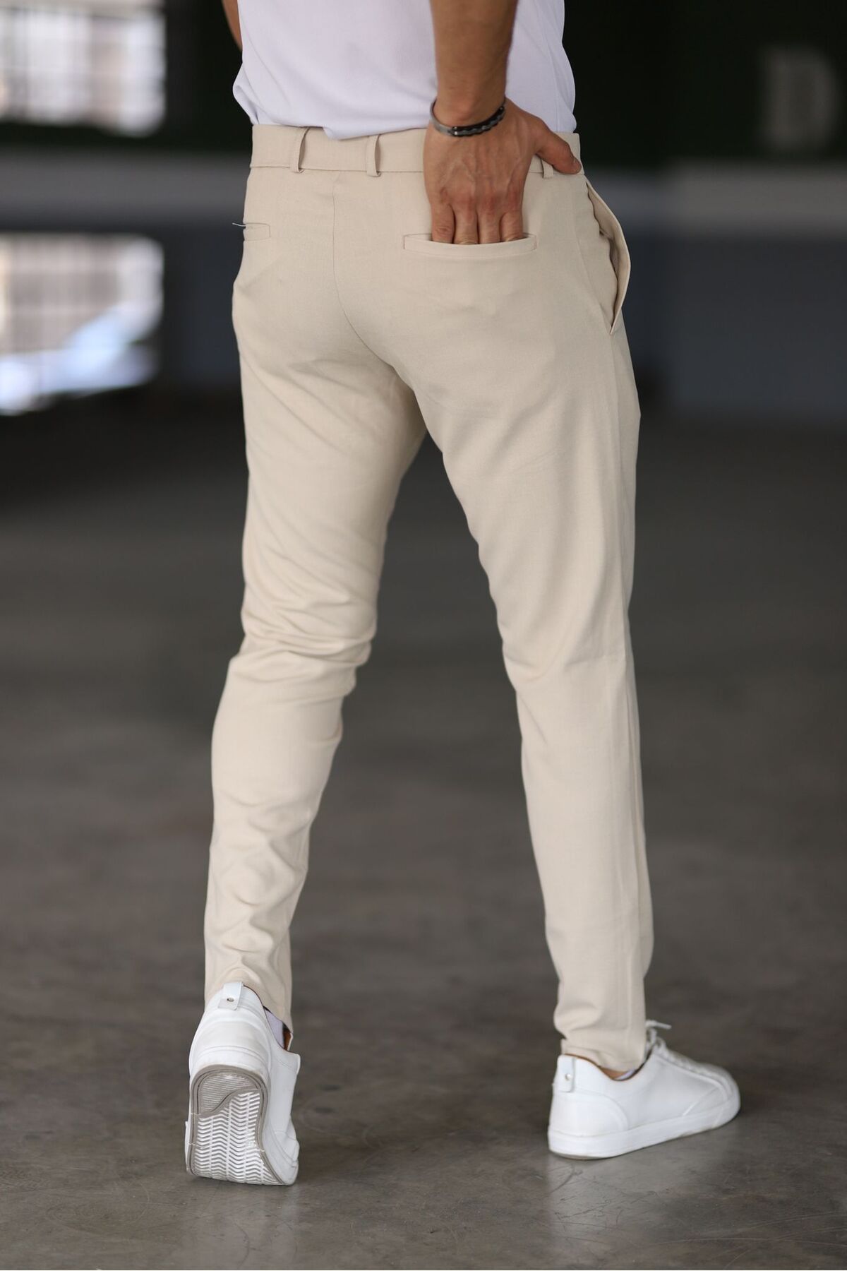 Skinny Chino's - Beige - Slim fit - Chino broeken - Herenbroeken-Boetiek Moda