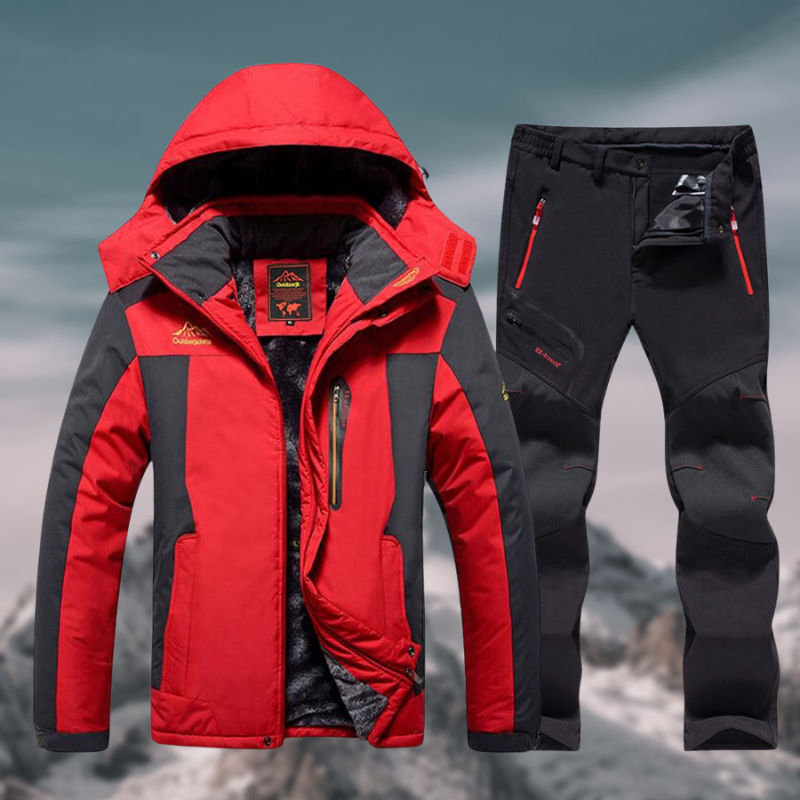 Skiset – met capuchon – Outdoor – Set bestaande uit ski-jas en -broek – Winterkleding voor heren-Boetiek Moda