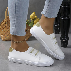 Slip On Sneakers - Wit - Lichtgewicht - Wandelschoenen - Damesschoenen-Boetiek Moda