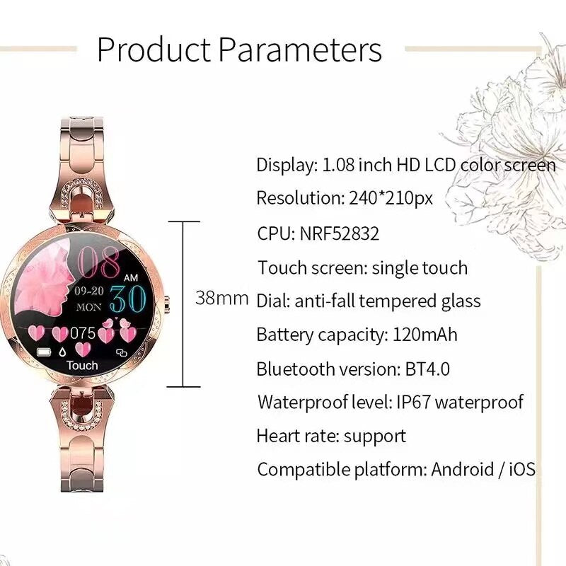 Smartwatch | Hartslagmeter en slaapmonitor voor vrouwen, fitness tracker, armbandhorloge-Boetiek Moda