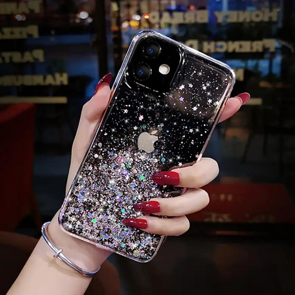 SparkleShield Glitter Hoesje | Transparante Zachte Silicone Telefoonhoes-Boetiek Moda