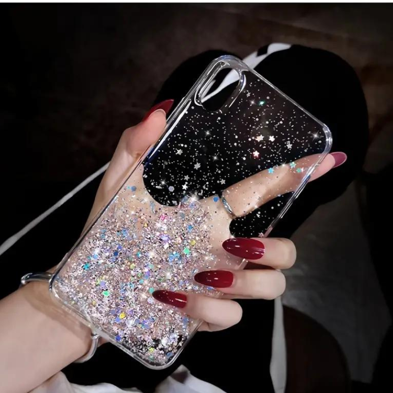 SparkleShield Glitter Hoesje | Transparante Zachte Silicone Telefoonhoes-Boetiek Moda