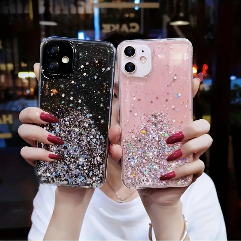 SparkleShield Glitter Hoesje | Transparante Zachte Silicone Telefoonhoes-Boetiek Moda