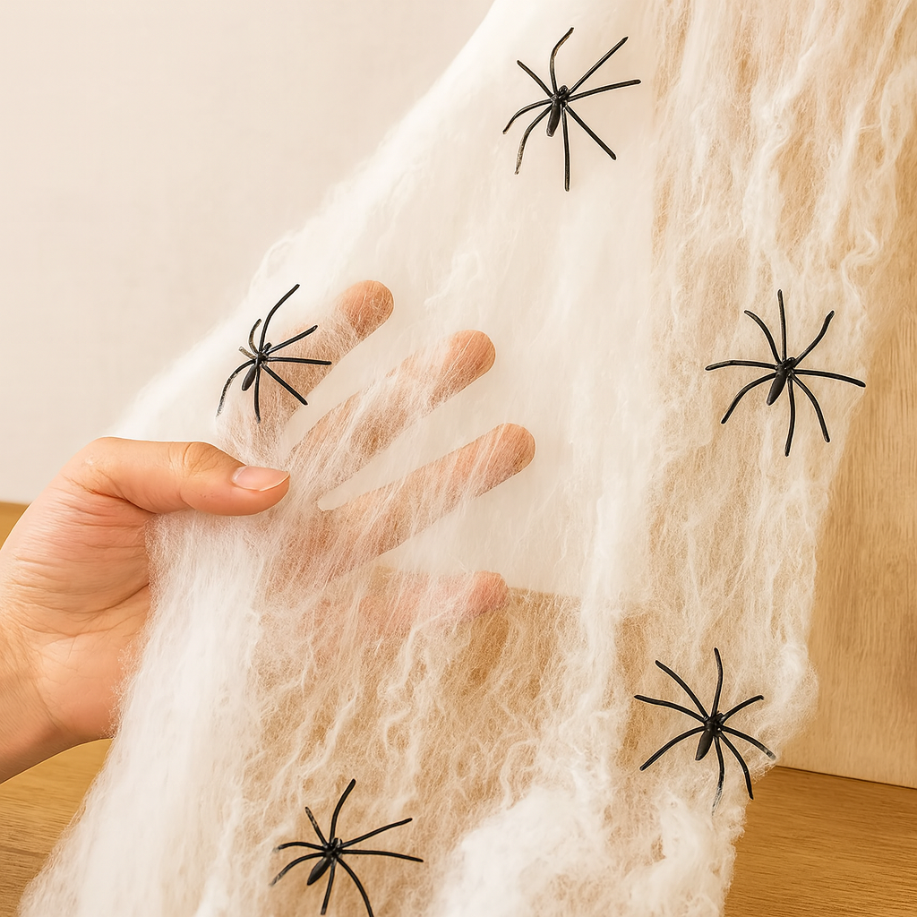 Spinnenweb met spinnen - Wit - Nepspinnenweb - Halloween-spinnenweb - Halloween-decoratie-Boetiek Moda