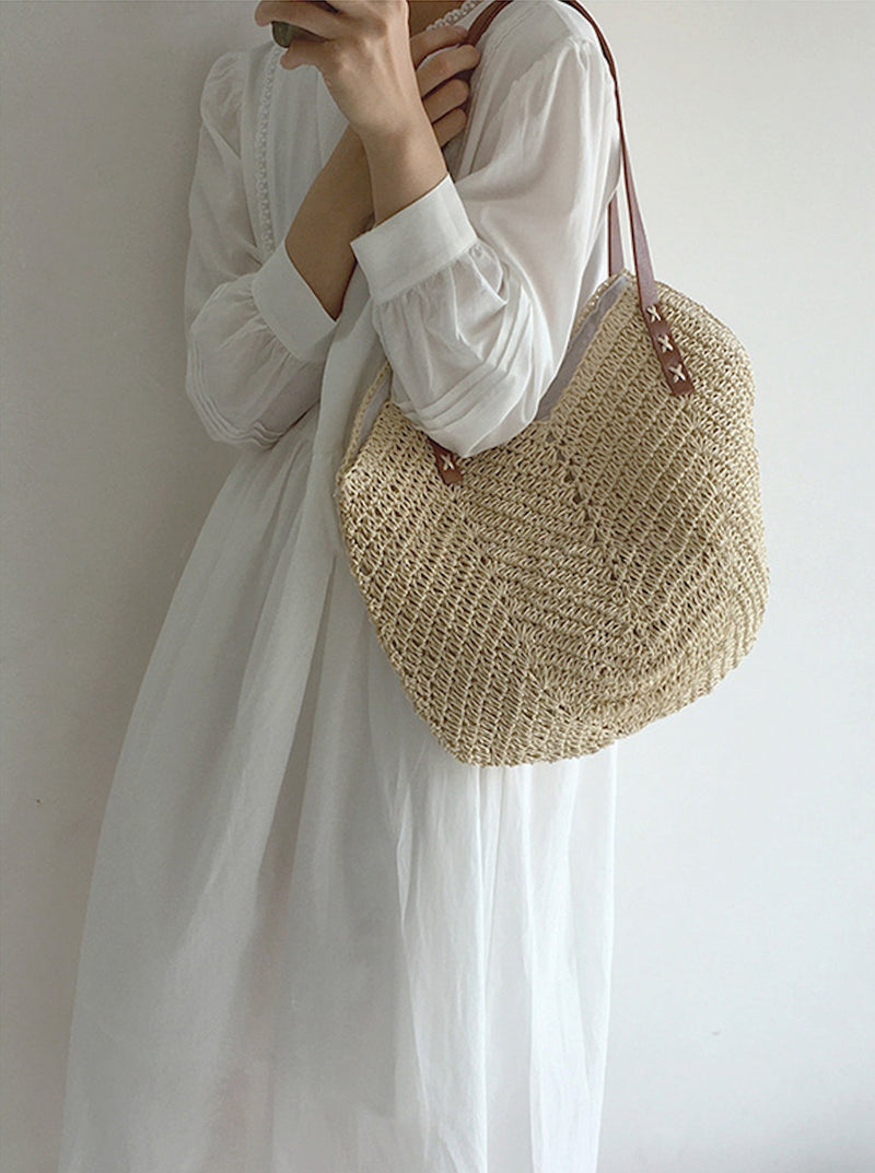 Strandtas - Vrouwen Grote Schouder Hobo Tas Van Stro-Boetiek Moda