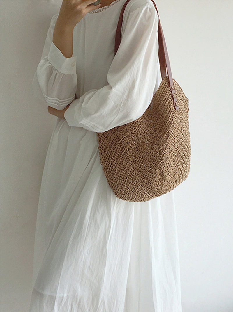 Strandtas - Vrouwen Grote Schouder Hobo Tas Van Stro-Boetiek Moda