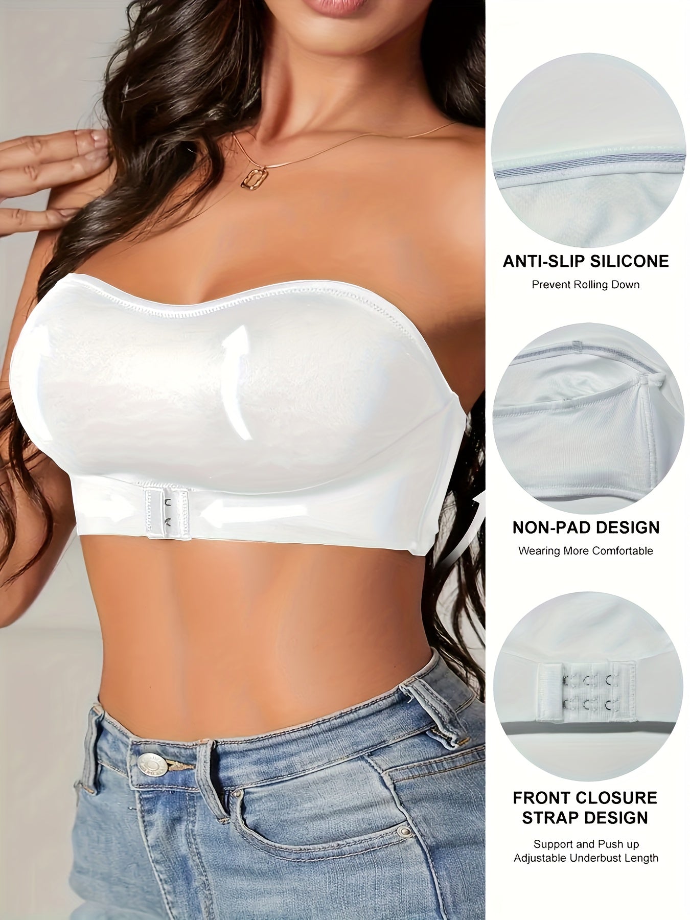Strapless Beha | Niet Gevuld | Frontsluiting | Bandeau Beha | Frontsluiting Beha-Boetiek Moda