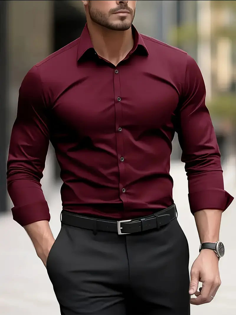 Strijkvrij Overhemd | Kreukvrij | Slim Fit | Knoop Overhemd | Heren Overhemden-Boetiek Moda