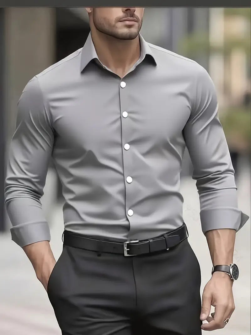 Strijkvrij Overhemd | Kreukvrij | Slim Fit | Knoop Overhemd | Heren Overhemden-Boetiek Moda