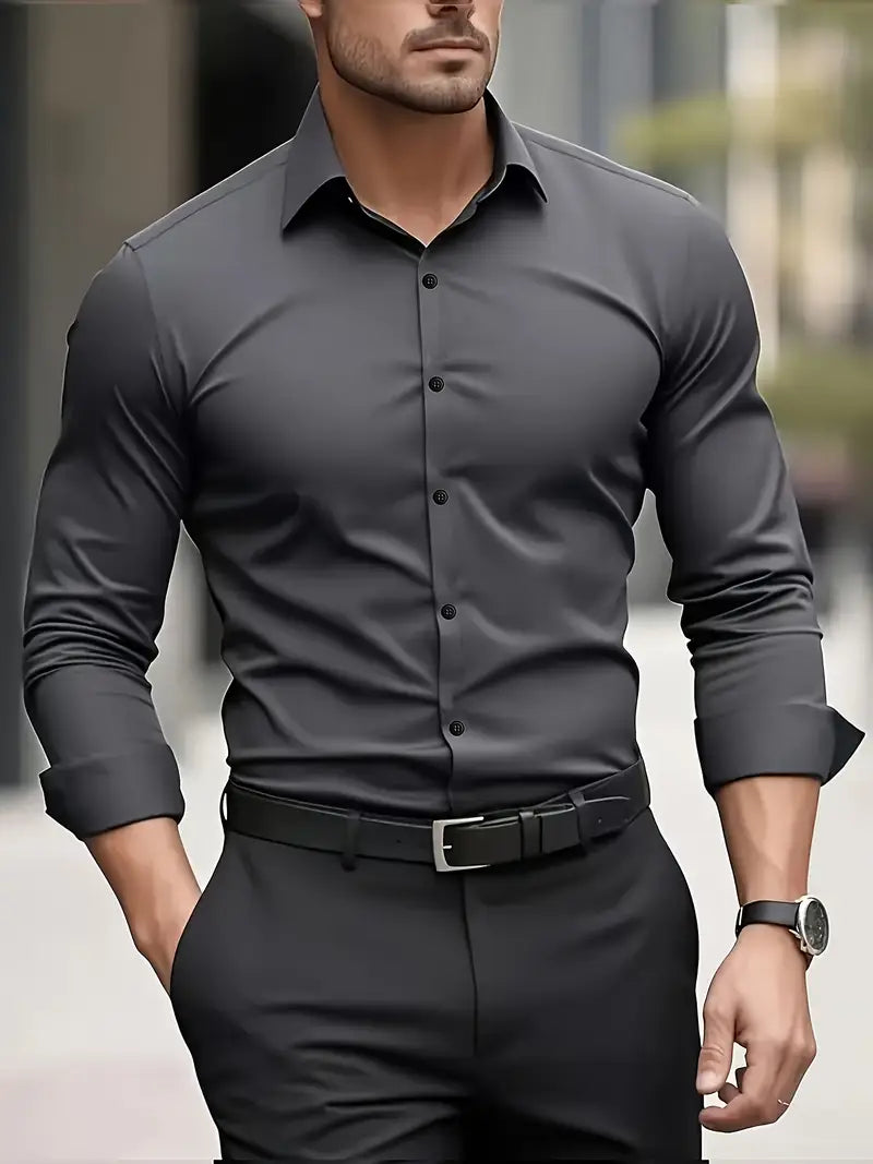 Strijkvrij Overhemd | Kreukvrij | Slim Fit | Knoop Overhemd | Heren Overhemden-Boetiek Moda