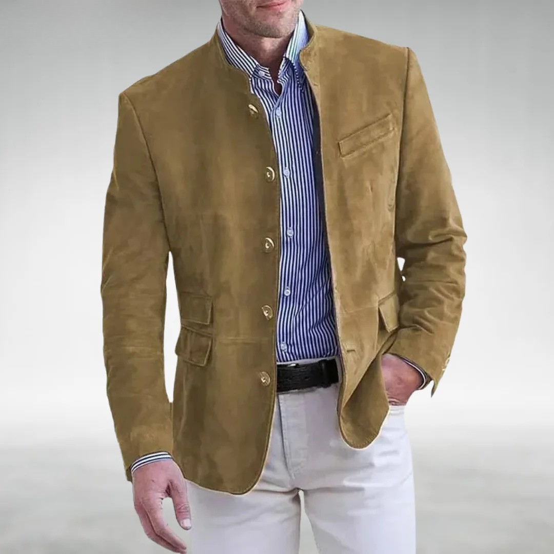 Suède Blazer - Stijlvolle blazerjas met enkele knoopsluiting voor heren-Boetiek Moda