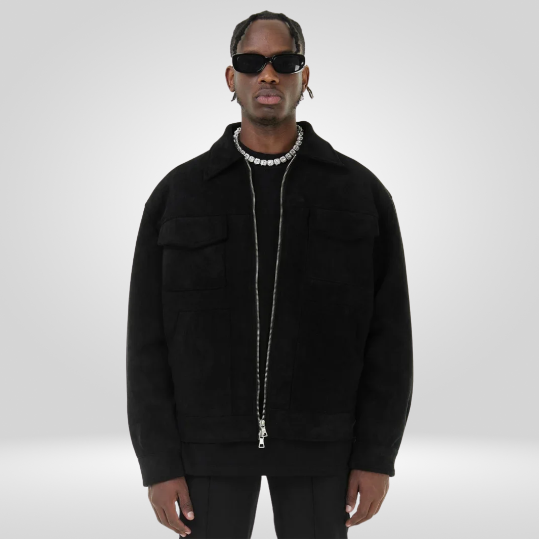 Suède Jas - Heren Jas met rits en zakken-Boetiek Moda