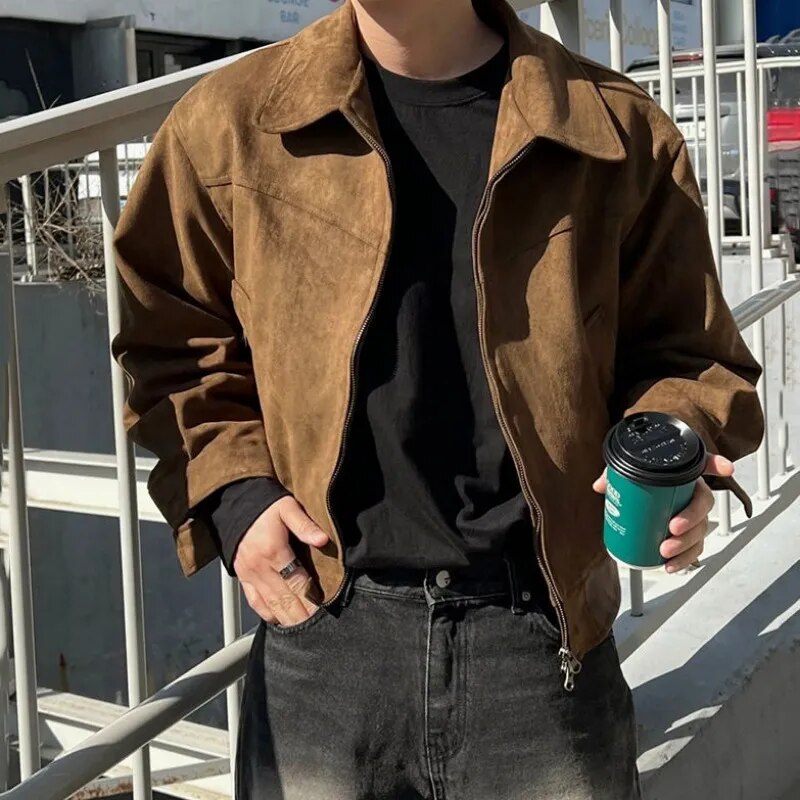 Suède Jas - Vintage - Zip-Up - Herfstjas - Herenjas-Boetiek Moda