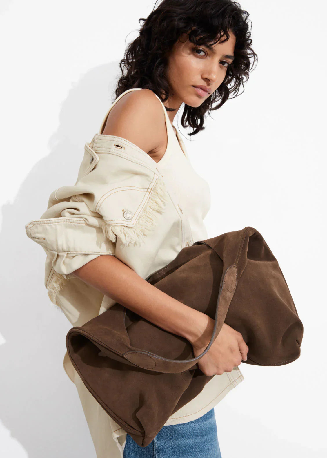 Suède Tas | Groot | Eén riem | Hobo-tas | Schoudertas-Boetiek Moda