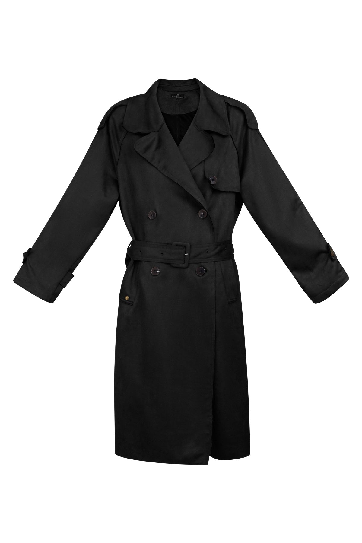 Suède Trenchcoat | Halflang | Herfst | Trenchcoat met dubbele knoopsluiting | Trenchcoat voor dames-Boetiek Moda