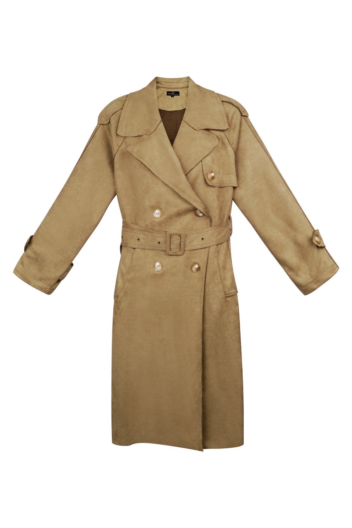 Suède Trenchcoat | Halflang | Herfst | Trenchcoat met dubbele knoopsluiting | Trenchcoat voor dames-Boetiek Moda
