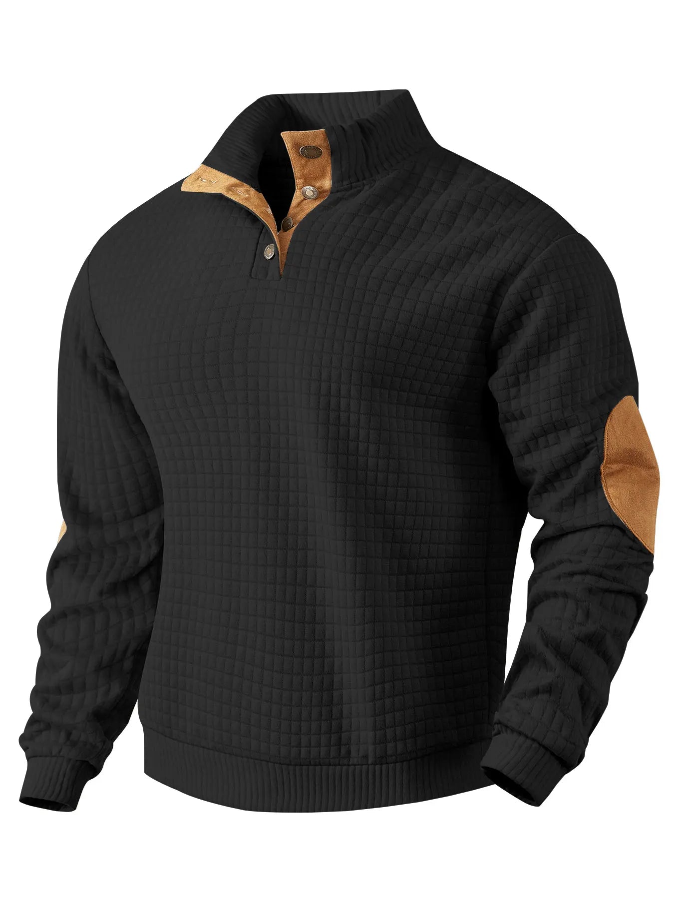Sweater - Warme wafeltrui voor heren met elleboogstukken-Boetiek Moda