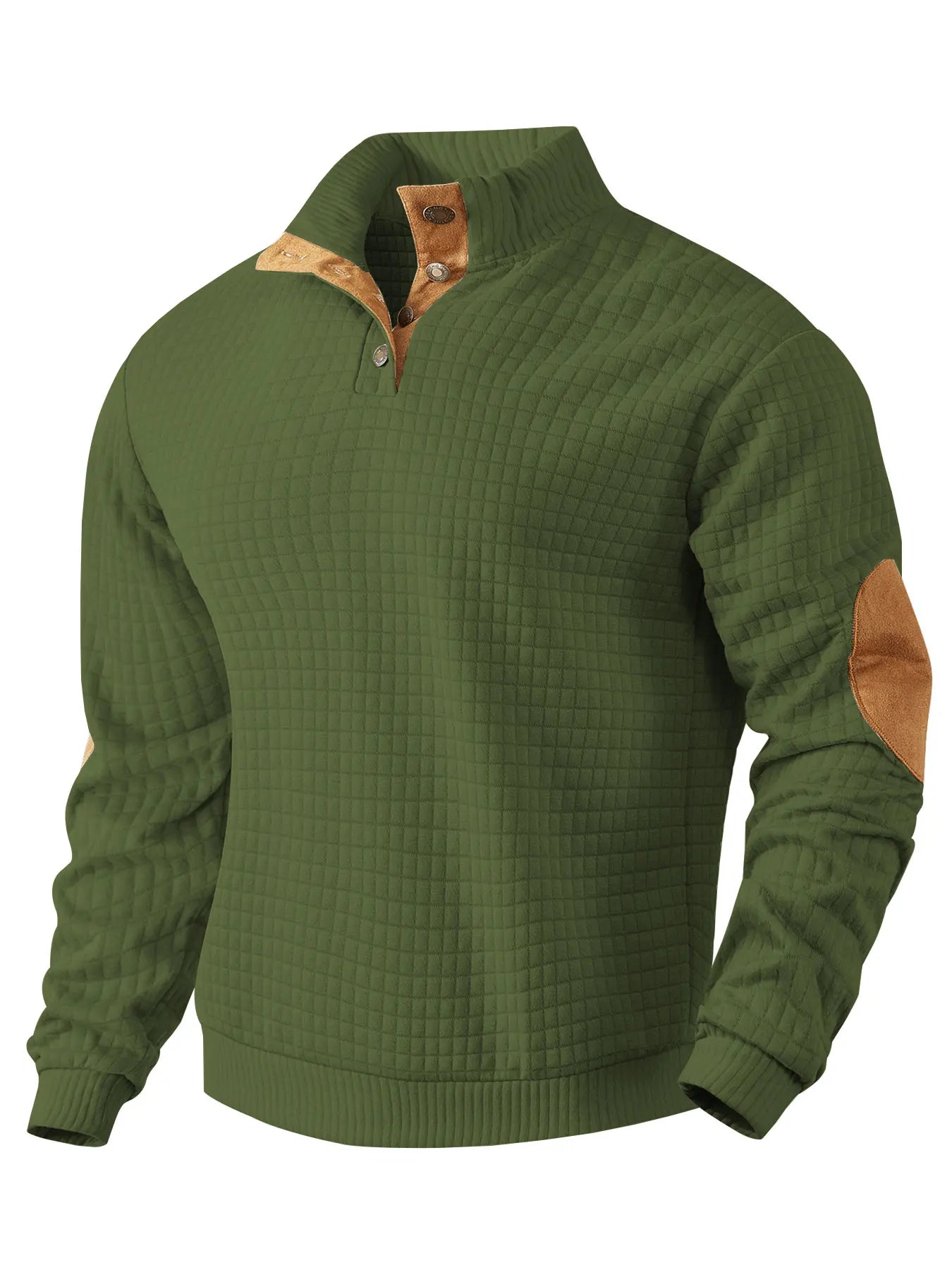 Sweater - Warme wafeltrui voor heren met elleboogstukken-Boetiek Moda