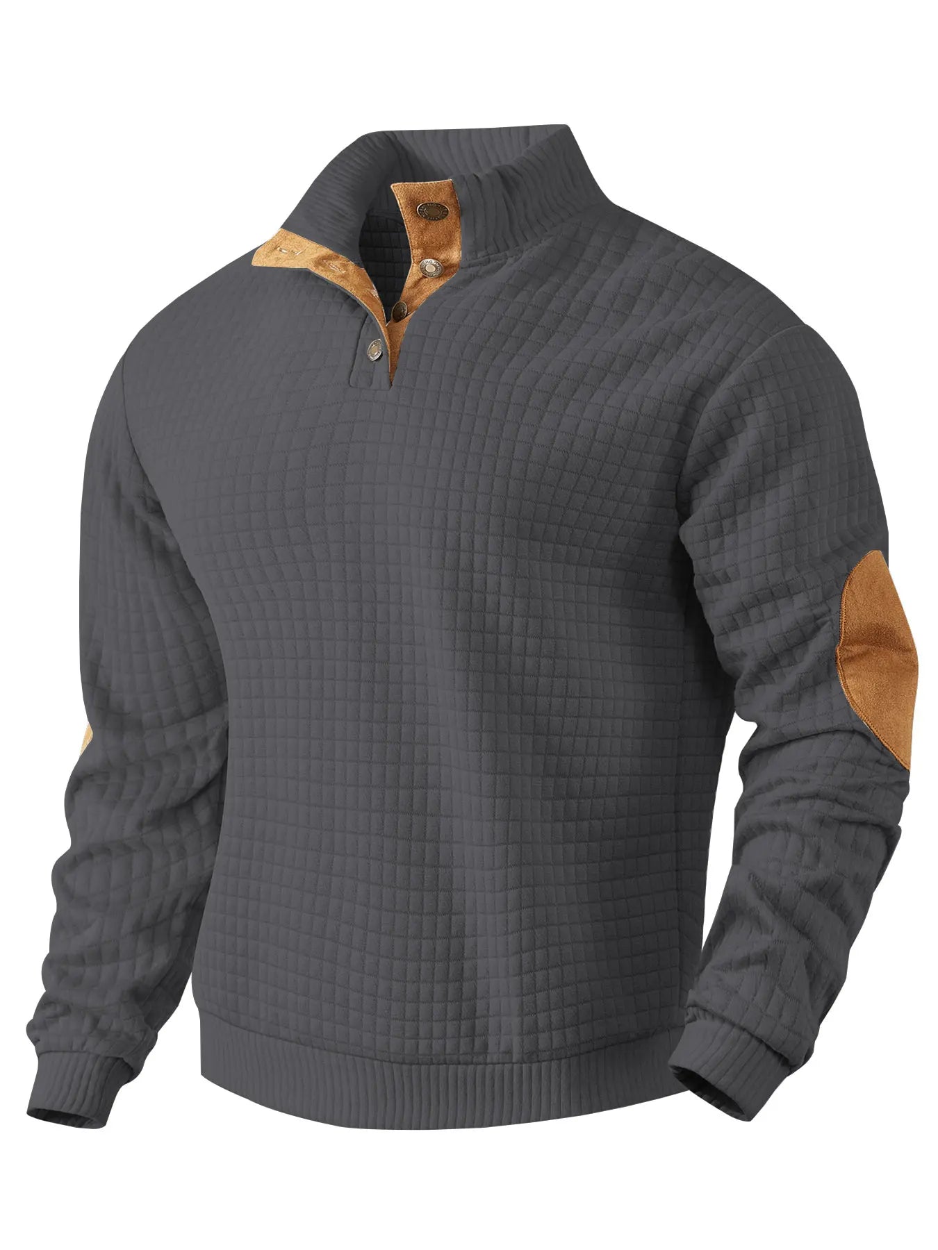 Sweater - Warme wafeltrui voor heren met elleboogstukken-Boetiek Moda