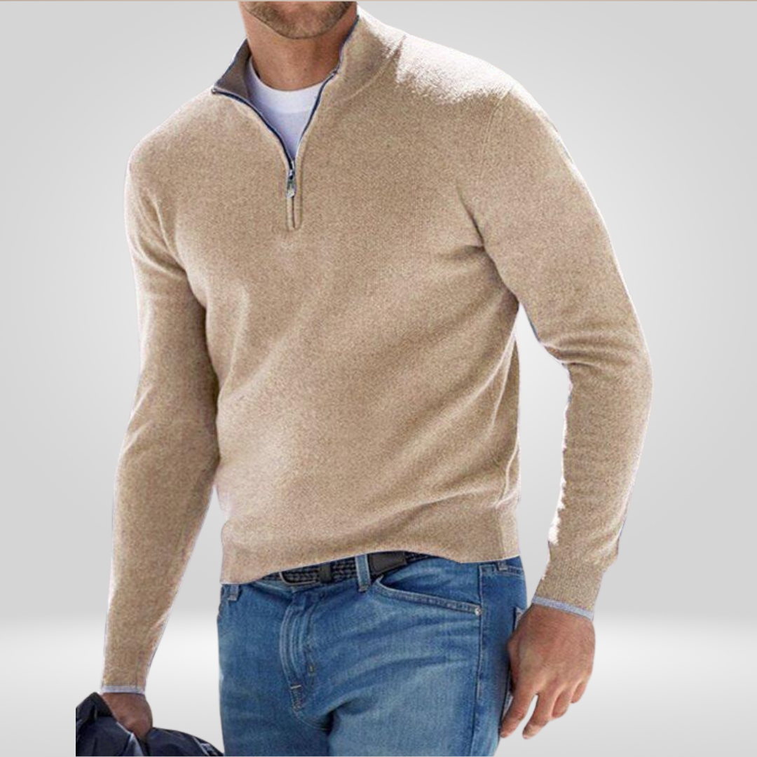 Sweater met kwart rits | Casual | Warm | Gebreide trui | Trui met halve rits voor heren-Boetiek Moda