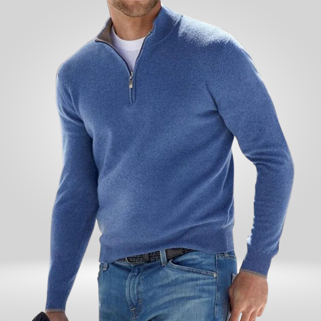 Sweater met kwart rits | Casual | Warm | Gebreide trui | Trui met halve rits voor heren-Boetiek Moda