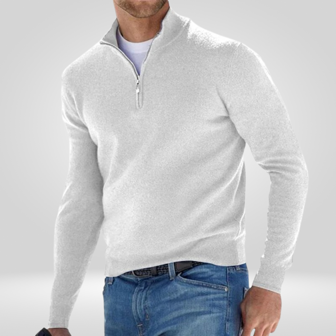 Sweater met kwart rits | Casual | Warm | Gebreide trui | Trui met halve rits voor heren-Boetiek Moda