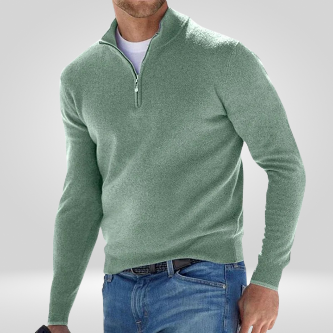Sweater met kwart rits | Casual | Warm | Gebreide trui | Trui met halve rits voor heren-Boetiek Moda