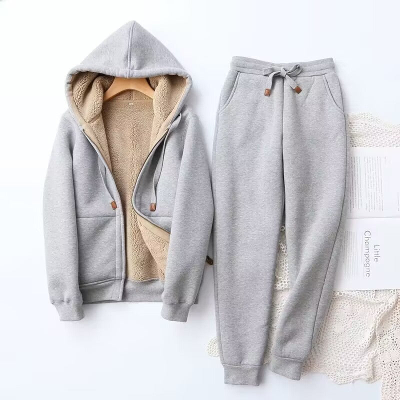 Sweats Set | Warm | Fleece Gevoerd | Hoodie en Jogger Set | Joggingpakken voor Vrouwen-Boetiek Moda