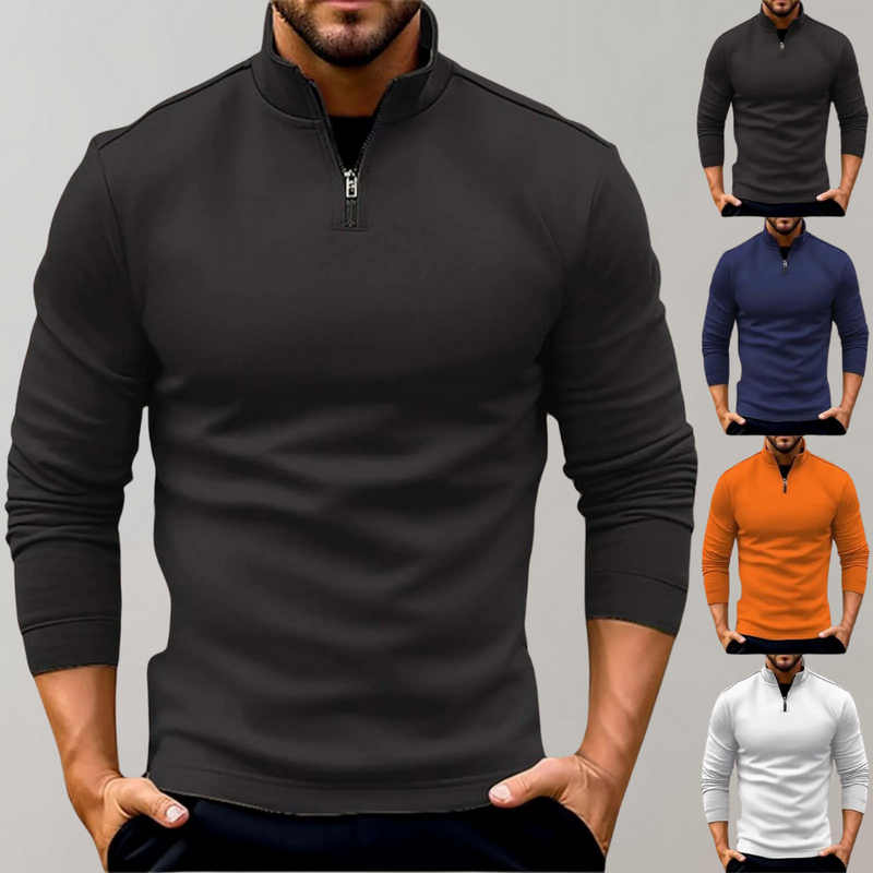 Sweatshirt - Heren Warm Staande Kraag Lange Mouw Zip-Hals Sweater-Boetiek Moda