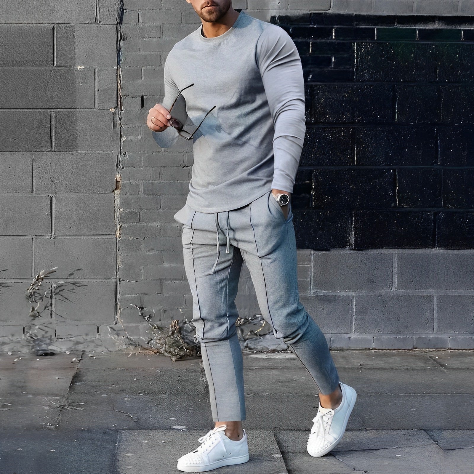 Sweatshirt en joggingbroek set - Casual tweedelige set voor mannen-Boetiek Moda