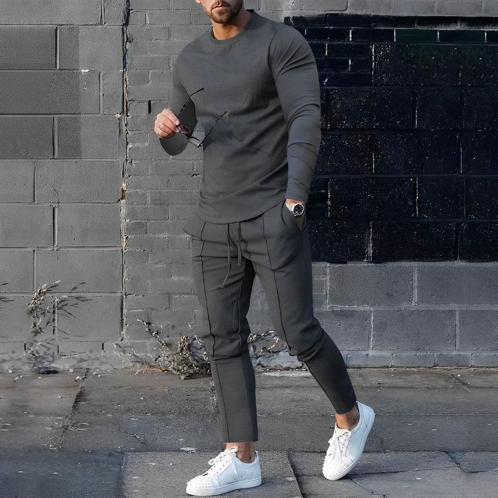 Sweatshirt en joggingbroek set - Casual tweedelige set voor mannen-Boetiek Moda