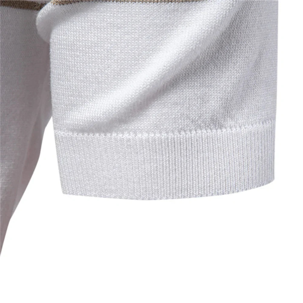 T-shirt met kraag | Gebreid | Kwartritssluiting | Poloshirt | Poloshirt voor mannen-Boetiek Moda