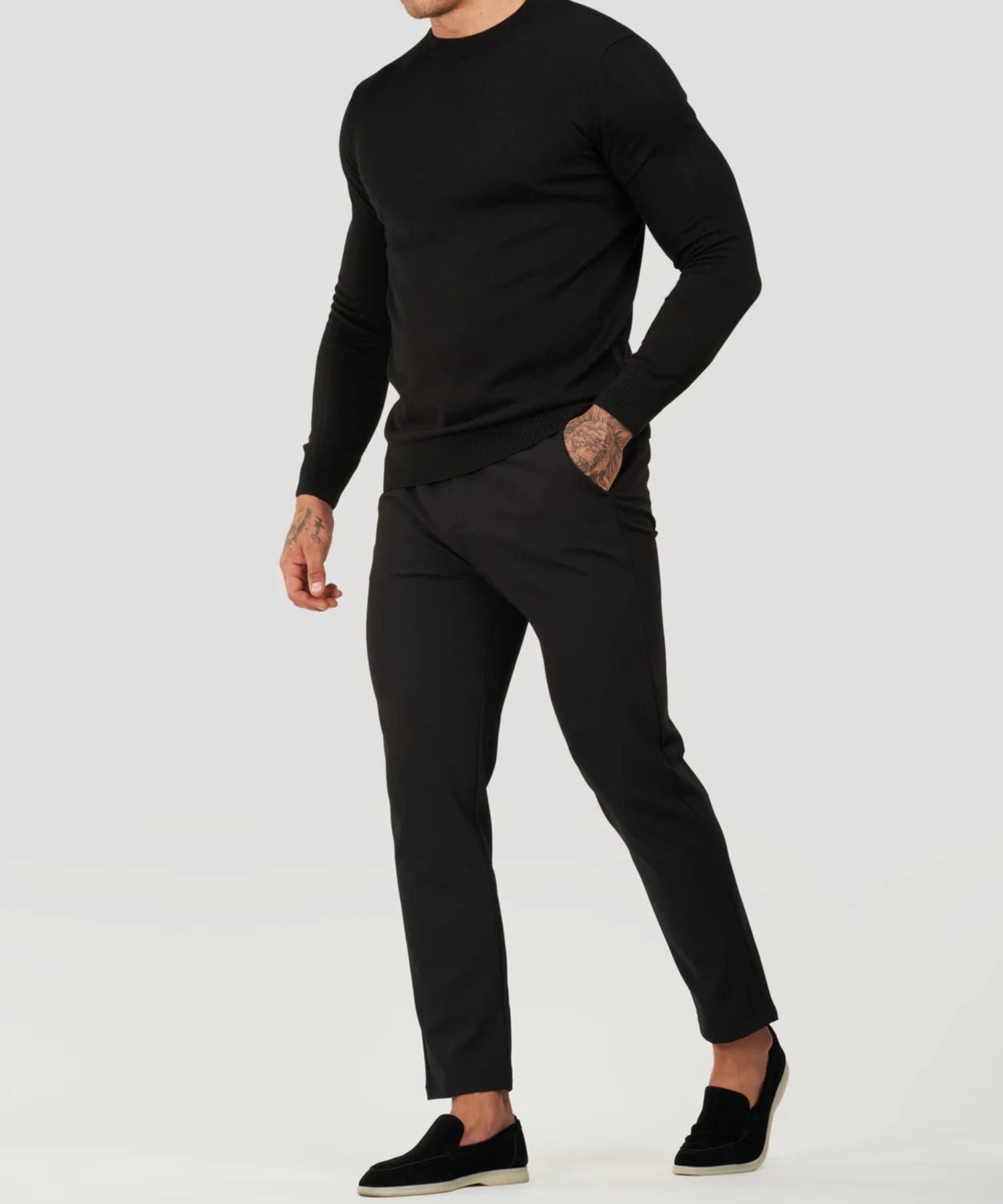 T-shirt met lange mouwen - Effen - Hoge hals - Pullover - Herenhemd-Boetiek Moda