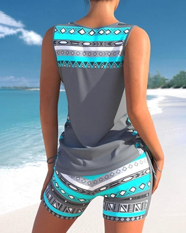 Tankiniset - Los model - Korte mouwen - Bikinishort - Strandkleding-Boetiek Moda