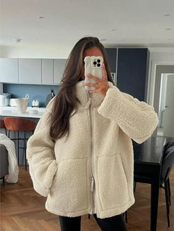 Teddy Coat - Dames Zip-Up oversized fleece winterjas-Boetiek Moda