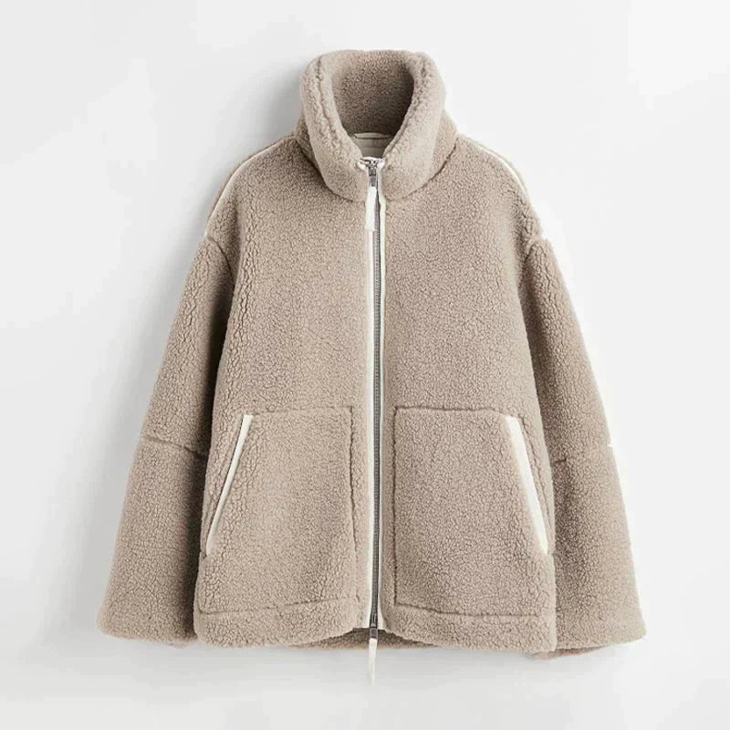 Teddy Fleece Jas - Dames Oversized Warme winter fleece jas met rits-Boetiek Moda