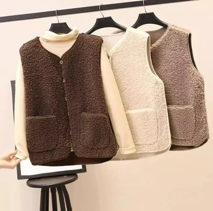Teddy Gilet - Dames Bodywarmer zonder mouwen Teddy Vest-Boetiek Moda