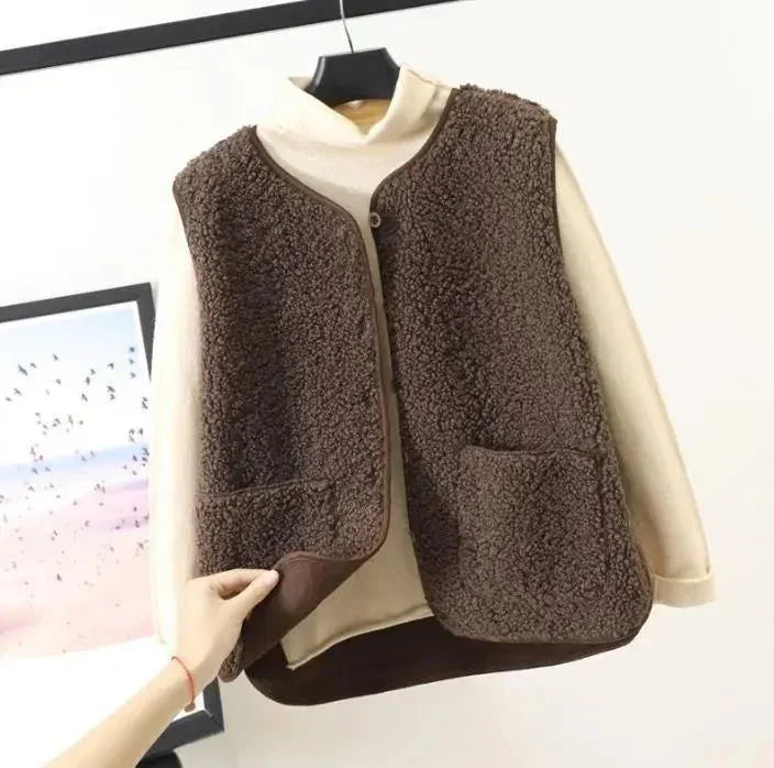Teddy Gilet - Dames Bodywarmer zonder mouwen Teddy Vest-Boetiek Moda