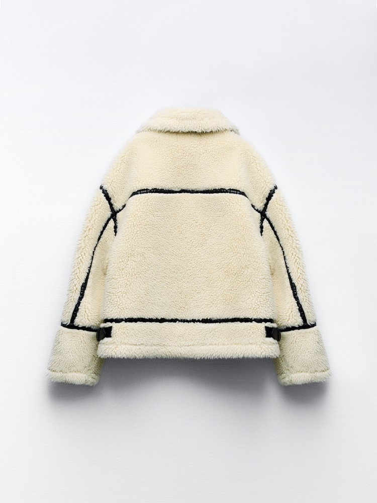 Teddy Jacket - Witte oversized jas van imitatiebont voor dames-Boetiek Moda