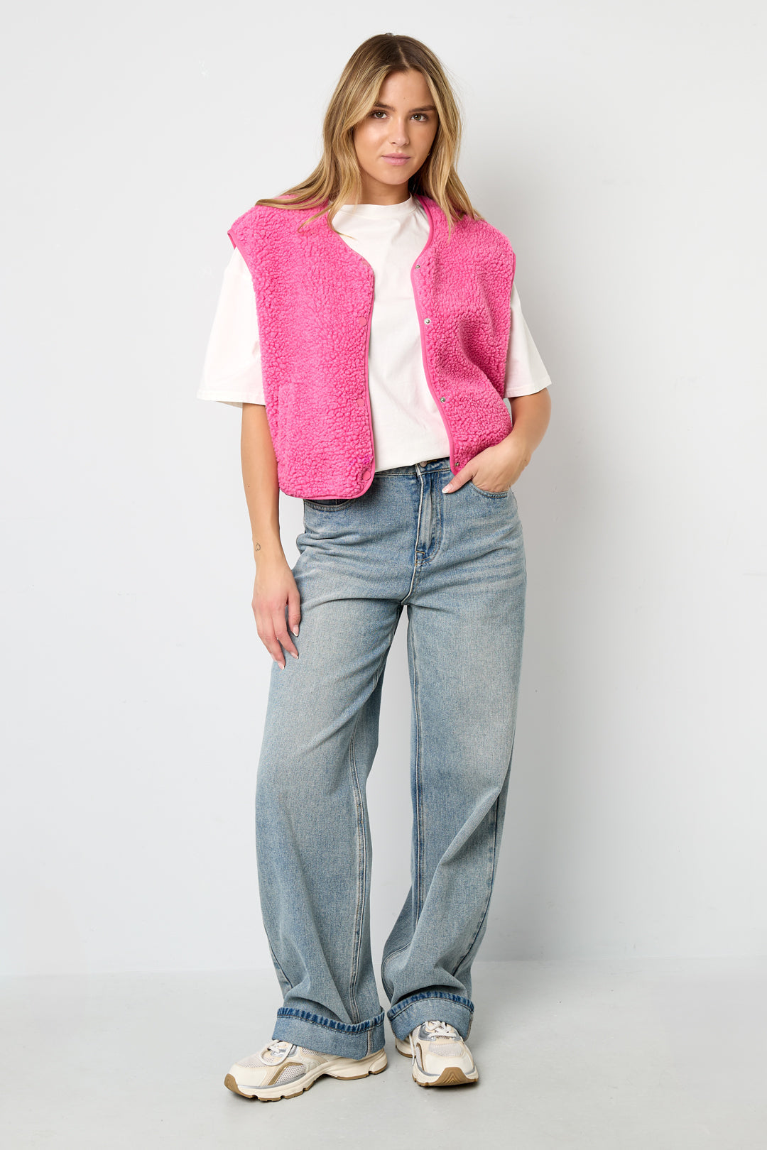 Teddy Vest - Mouwloos - Los model - Fleece Vest - Damesvest-Boetiek Moda