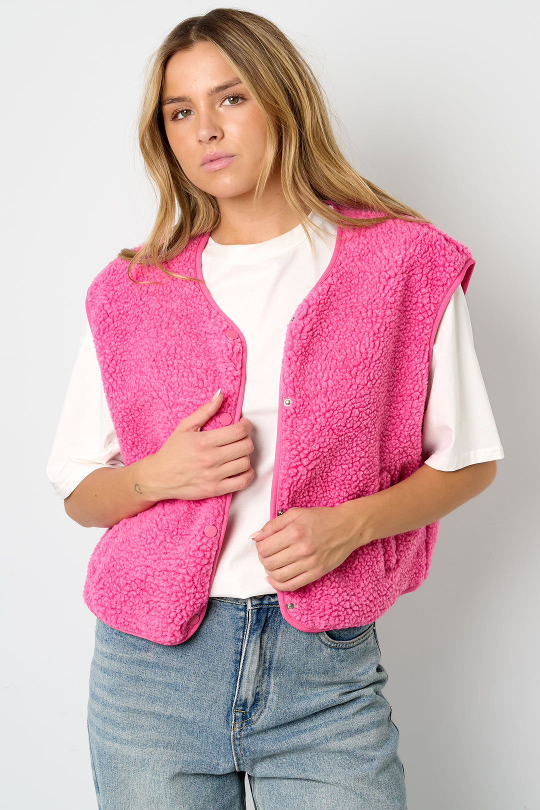 Teddy Vest - Mouwloos - Los model - Fleece Vest - Damesvest-Boetiek Moda