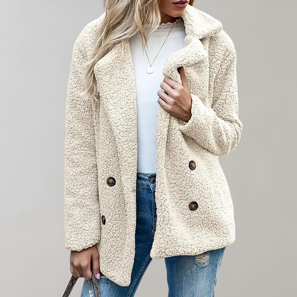 Teddyjas | Knus | Double Breasted | Winterjas | Vrouwenjas-Boetiek Moda