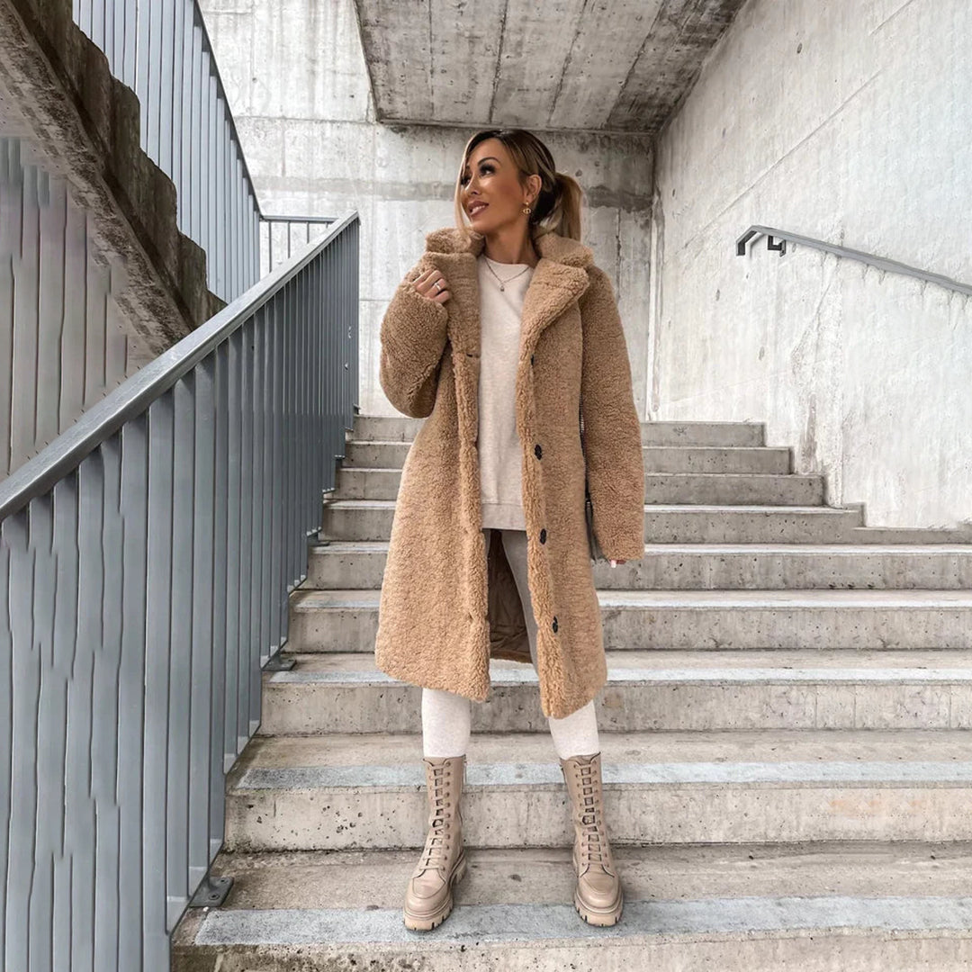 Teddyjas | Lang | Enkelborstig | Faux Fur Jas | Vrouwen Winterjas-Boetiek Moda