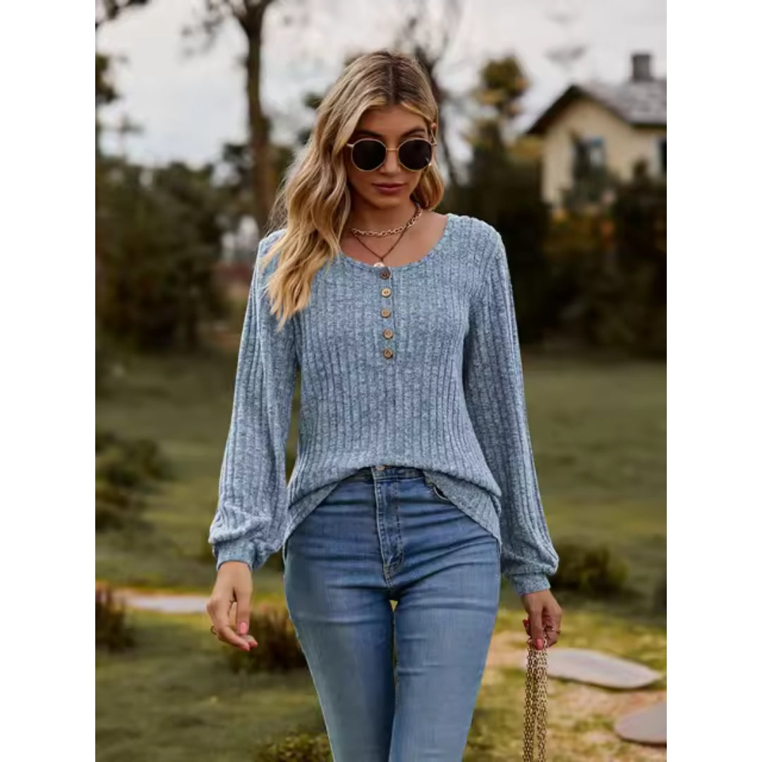 Top met Lange Mouwen - Casual - Los Model - Trui - Dameskleding-Boetiek Moda