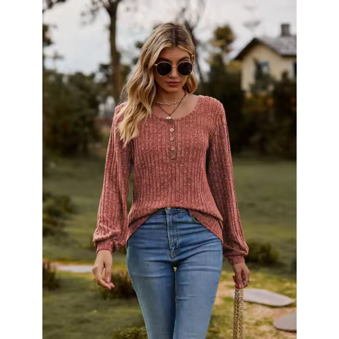 Top met Lange Mouwen - Casual - Los Model - Trui - Dameskleding-Boetiek Moda