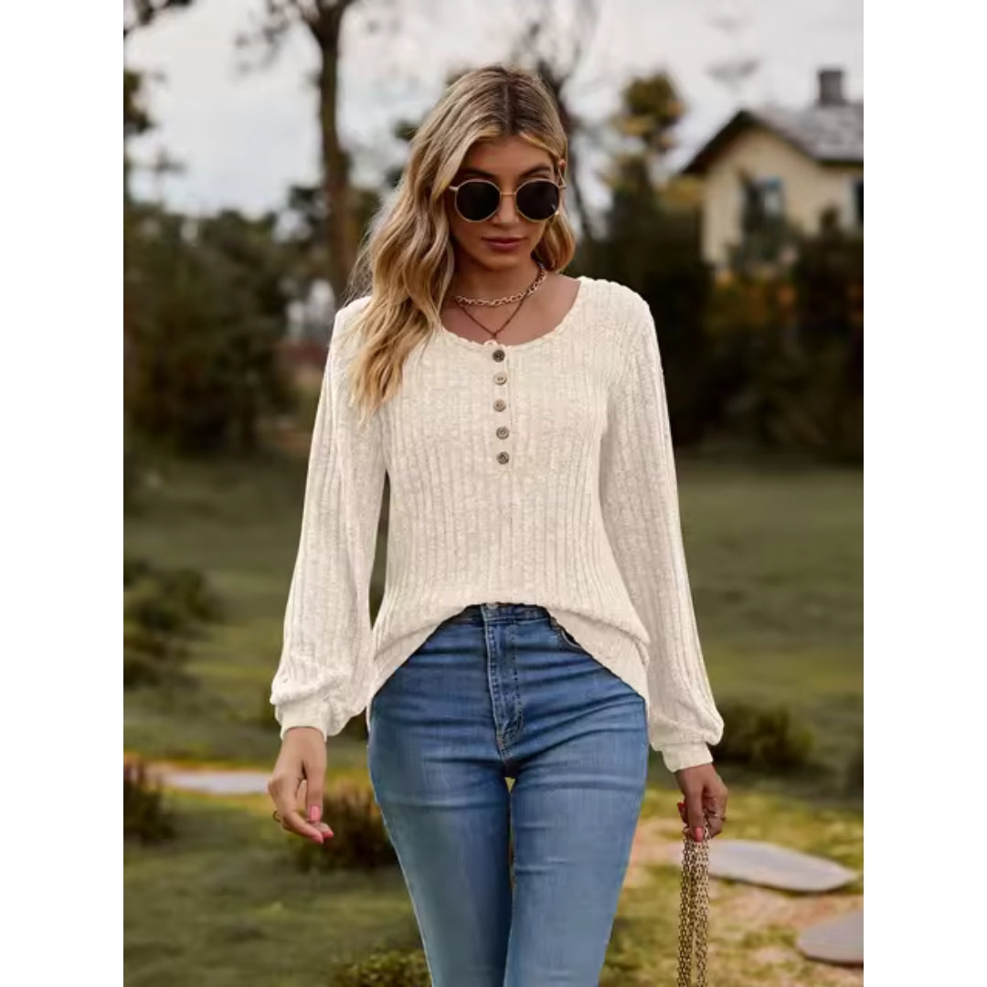 Top met Lange Mouwen - Casual - Los Model - Trui - Dameskleding-Boetiek Moda