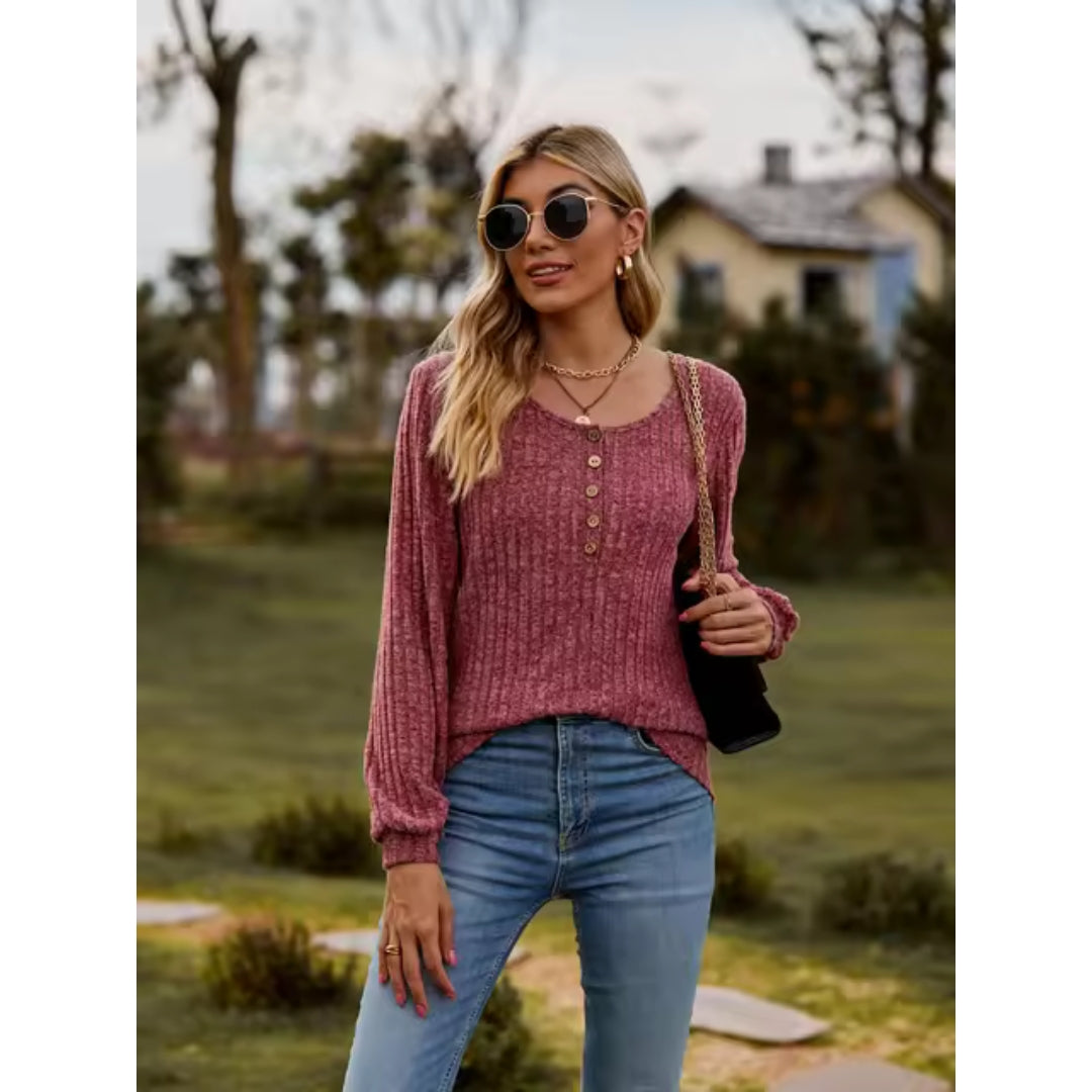 Top met Lange Mouwen - Casual - Los Model - Trui - Dameskleding-Boetiek Moda