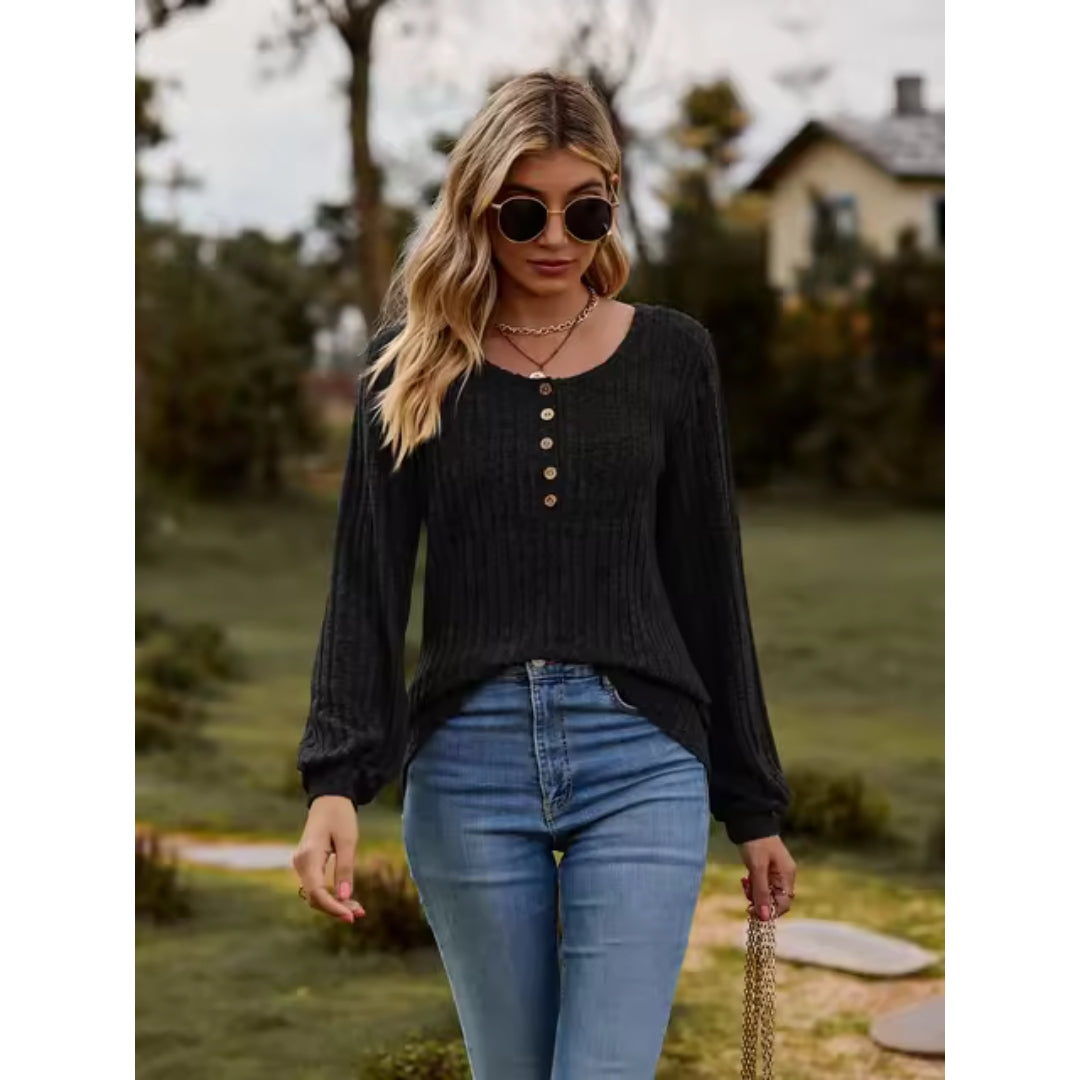 Top met Lange Mouwen - Casual - Los Model - Trui - Dameskleding-Boetiek Moda
