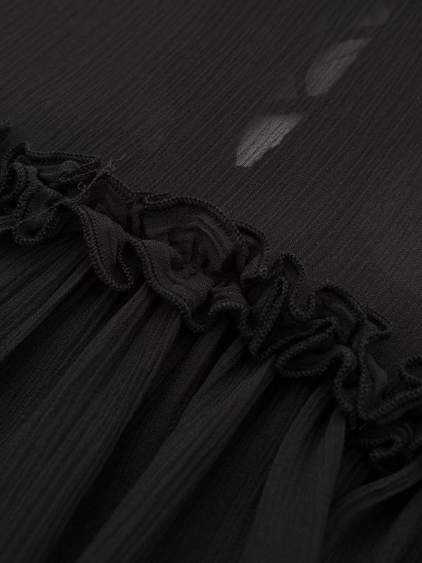 Top met strik aan de voorkant - Ruches - Doorschijnend - Chiffon top - Dames top-Boetiek Moda