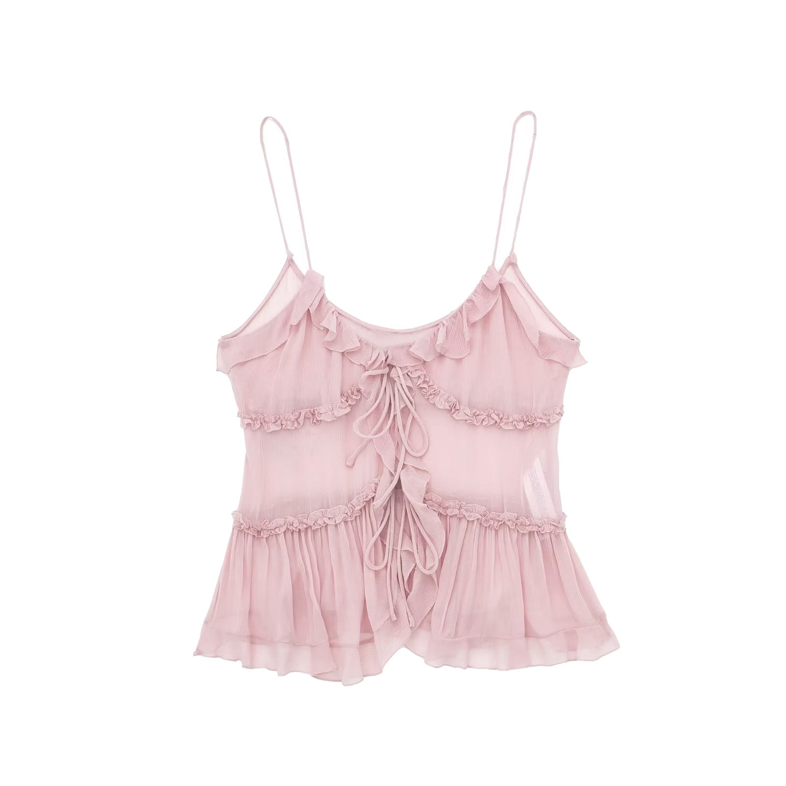 Top met strik aan de voorkant - Ruches - Doorschijnend - Chiffon top - Dames top-Boetiek Moda
